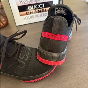 U.S. Polo Assn. Men's Black Sneakers with Red Soles